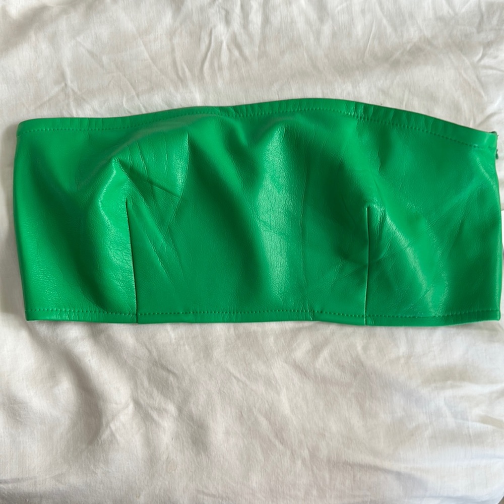 Good American faux leather tube top